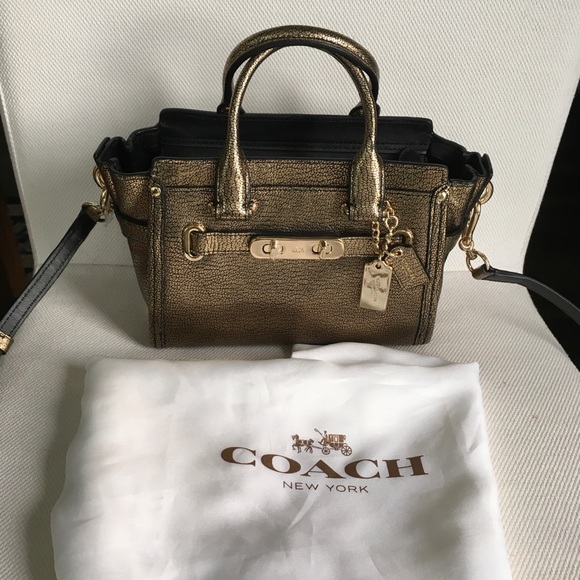 NWT COACH SWAGGER 20 IN METALLIC PEBBLE LEATHER 35990 - Picture 4 of 15